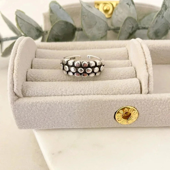 925 Sterling Silver Bead Ring Minimalist Dainty Ring Stackable Circle Ring Band - Picture 5 of 9